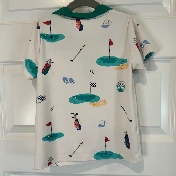 Kids Green Golf Print Shirt and Shorts Set - EUC - Picture 3 of 5
